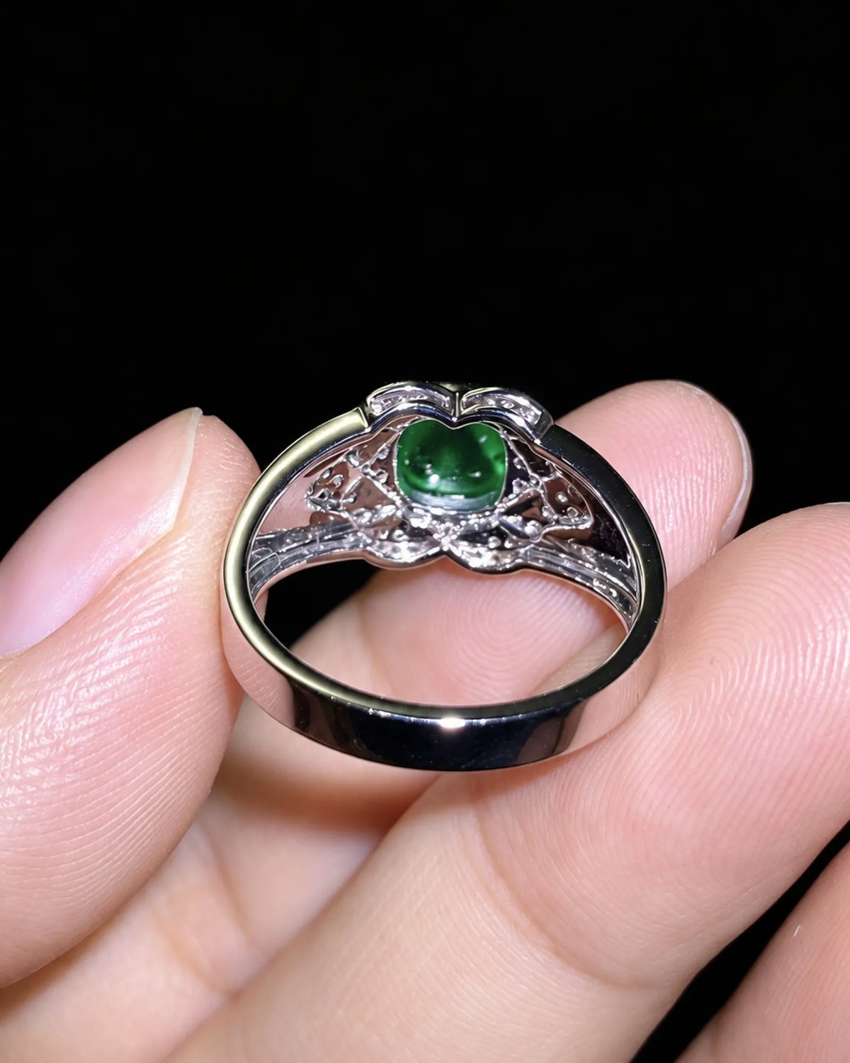 【Ships Fast】PT900 Sugarloaf Emerald Diamond Cluster Ring