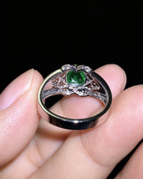 【Ships Fast】PT900 Sugarloaf Emerald Diamond Cluster Ring
