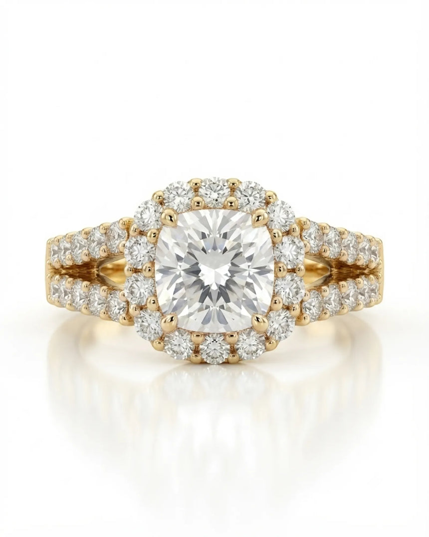 Erica • 2-carat Cushion Moissanite Ring in White Gold