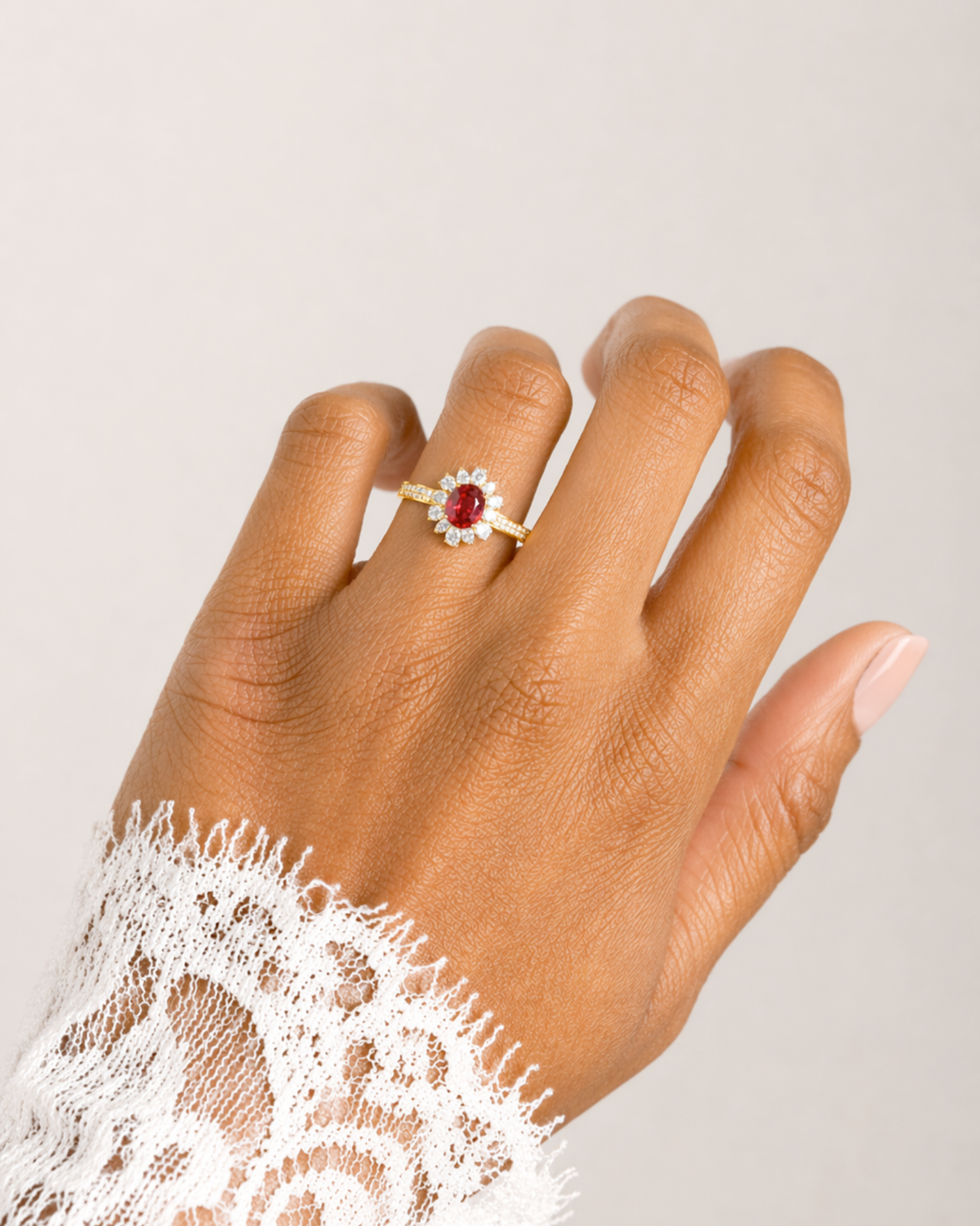Flora Corona – Natural Ruby & Diamond Ring