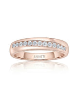 18K rose gold oblong diamond eternity band for weddings, anniversaries, bridal stacking, or milestone gifts | SARATTI