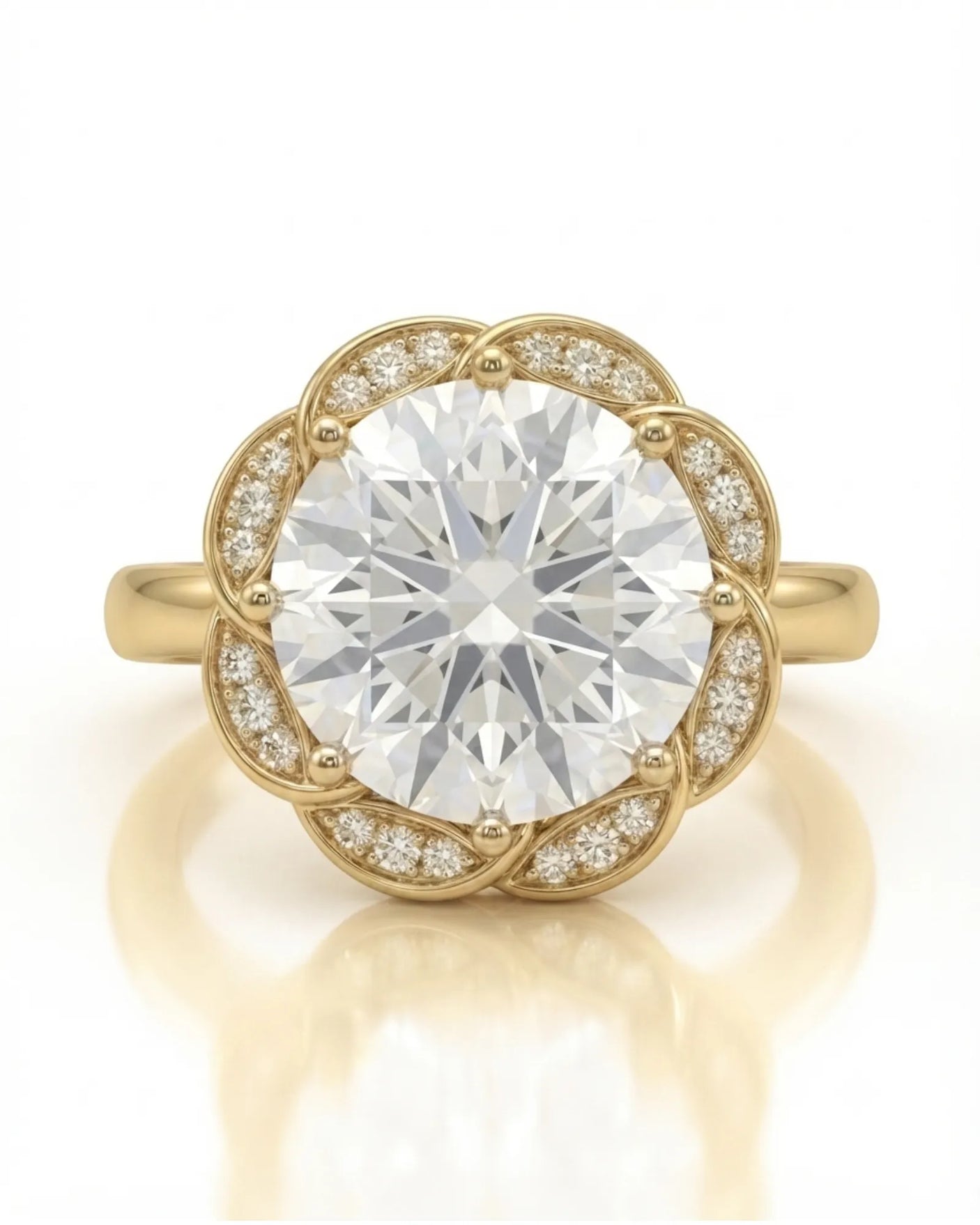 AYALA • 4 carat Moissanite Ring in White Gold with Halo