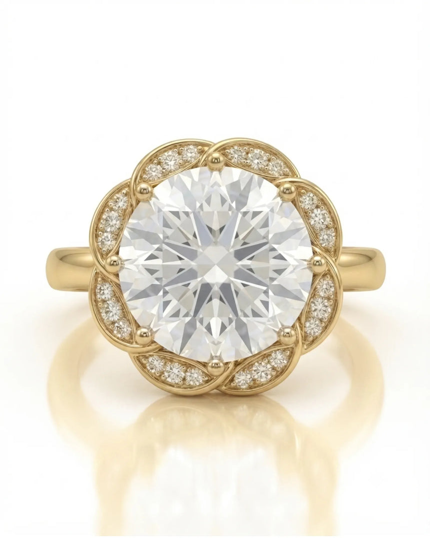 AYALA • 4 carat Moissanite Ring in White Gold with Halo