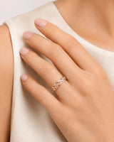 Art Nouveu Wedding Band with Diamonds Yellow Gold