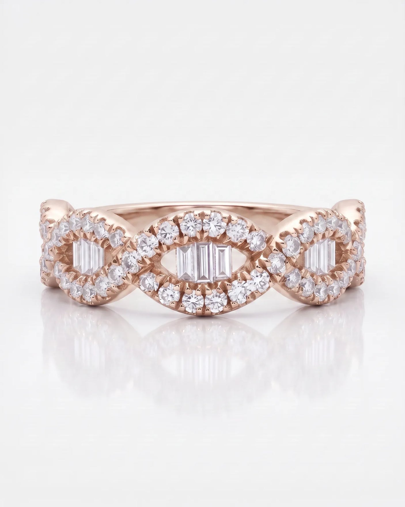 Rose Gold Eternity Band with Baguette Diamonds