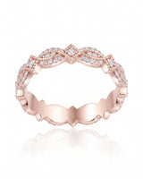 Art Nouveu Wedding Band with Diamonds in White Gold