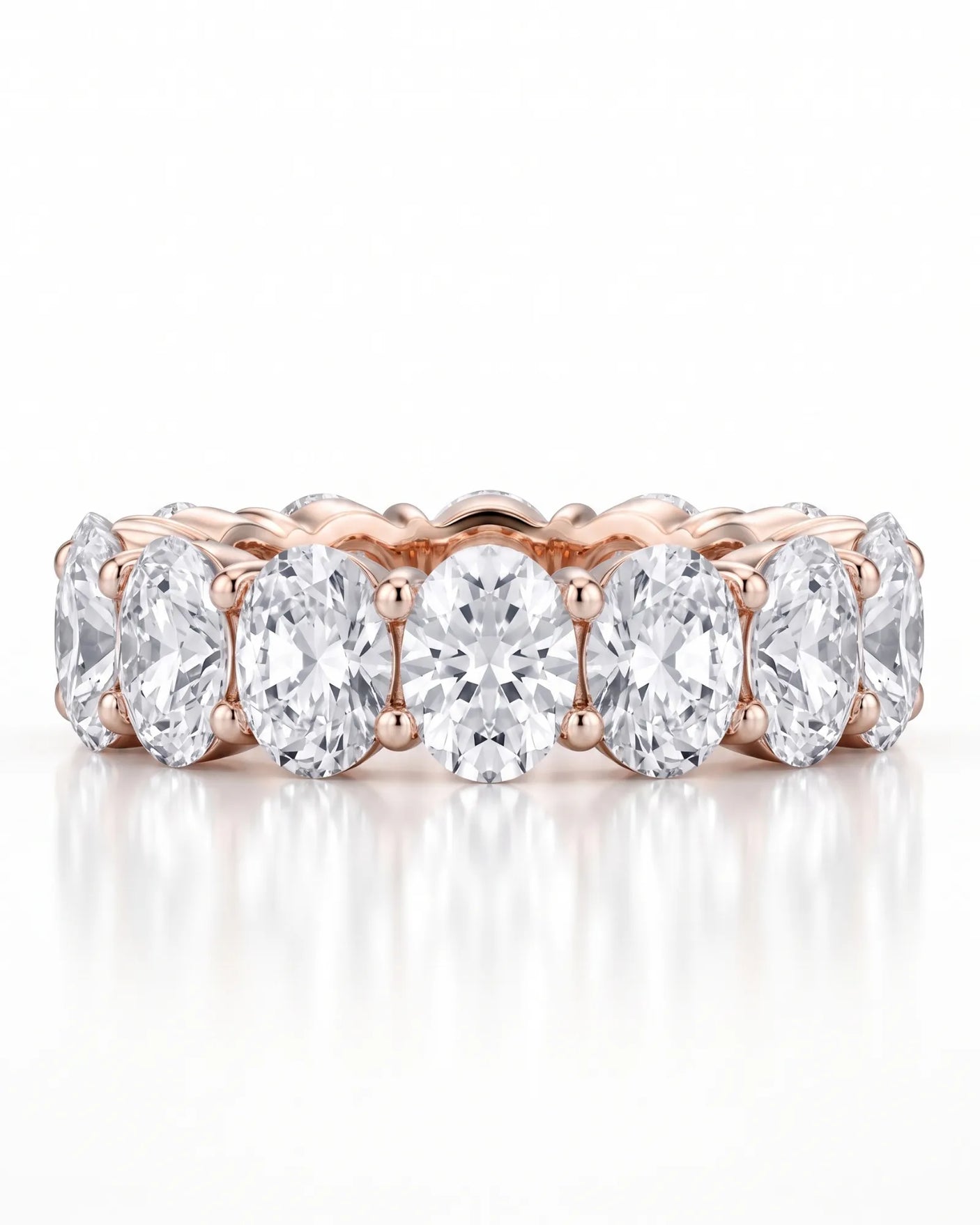Thick Oval Diamond Wedding Bands 14 carats