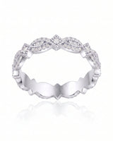 Art Nouveu Wedding Band with Diamonds in White Gold