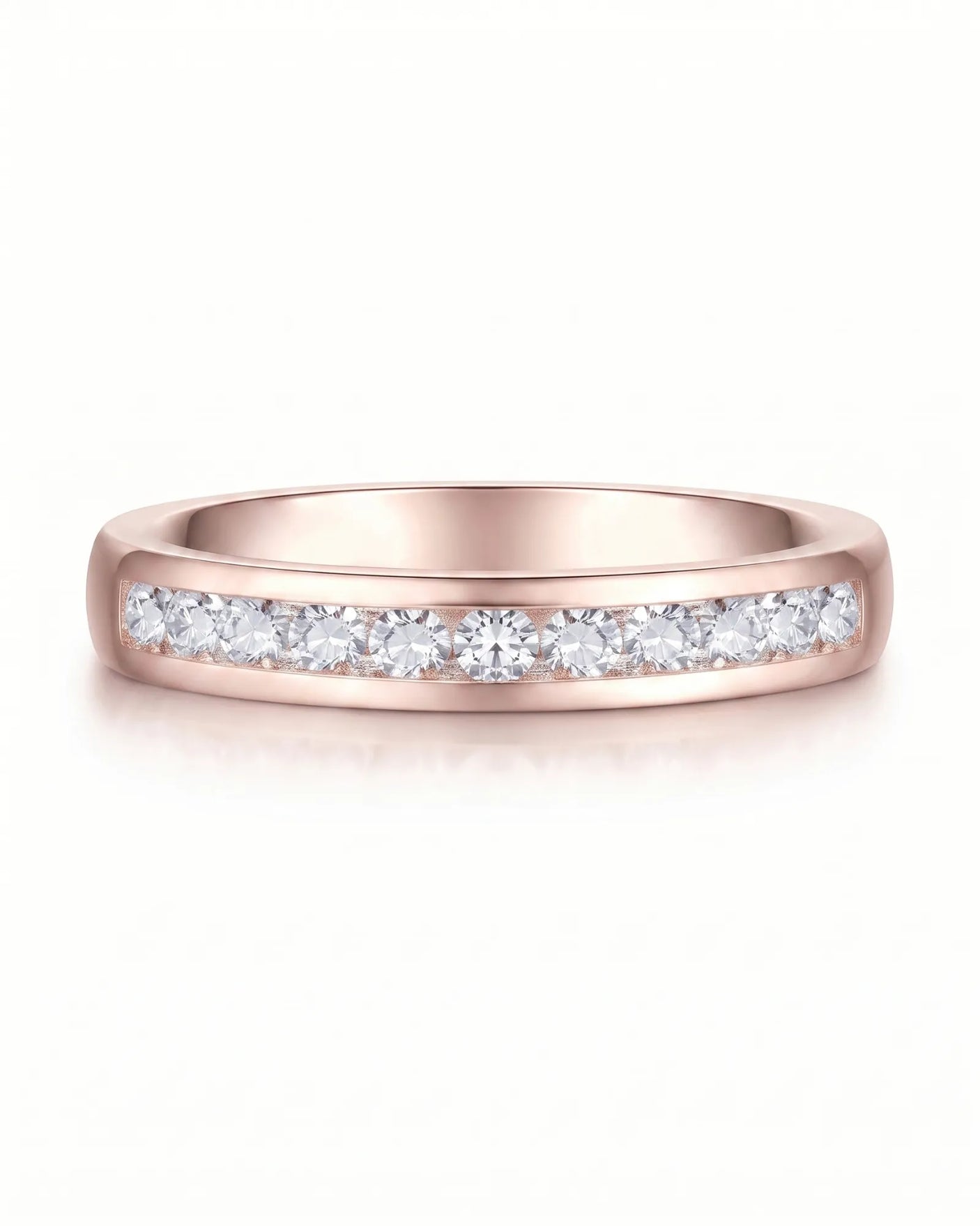 Channel Set Wedding Band in White Gold