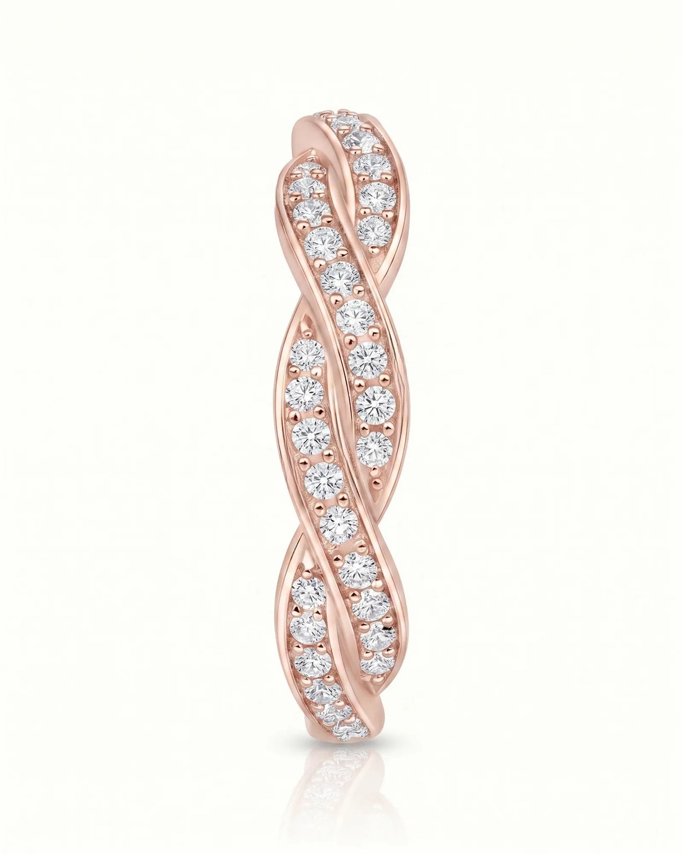 Twisted Shank Vintage Diamond Eternity Band in 18K White Gold — 18K Rose Gold — View 2