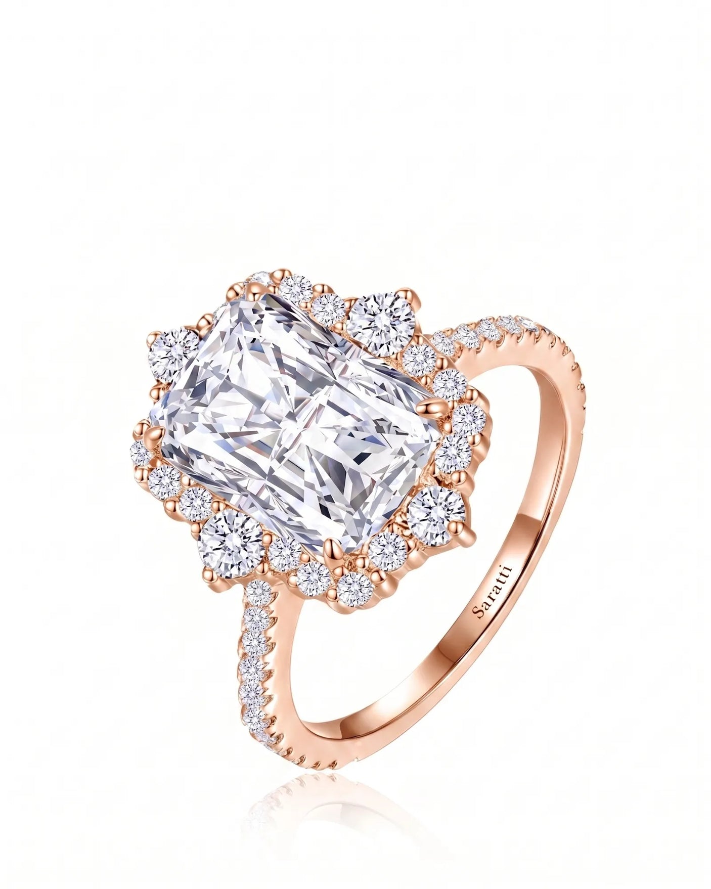 Cometa Corona – Natural Radiant-Cut Diamond Floral Halo Ring