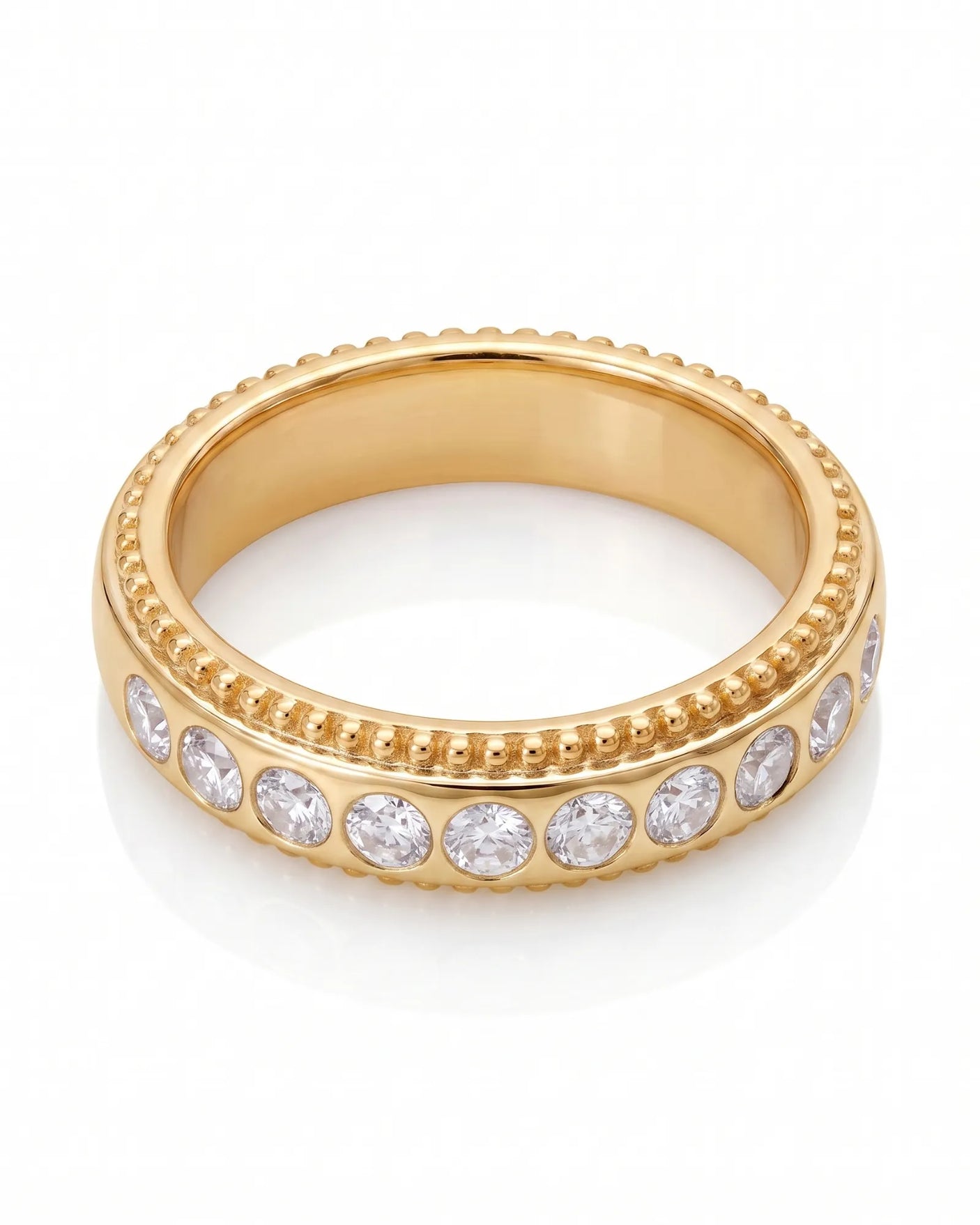 Two Tone Wedding Band Women's with Diamonds