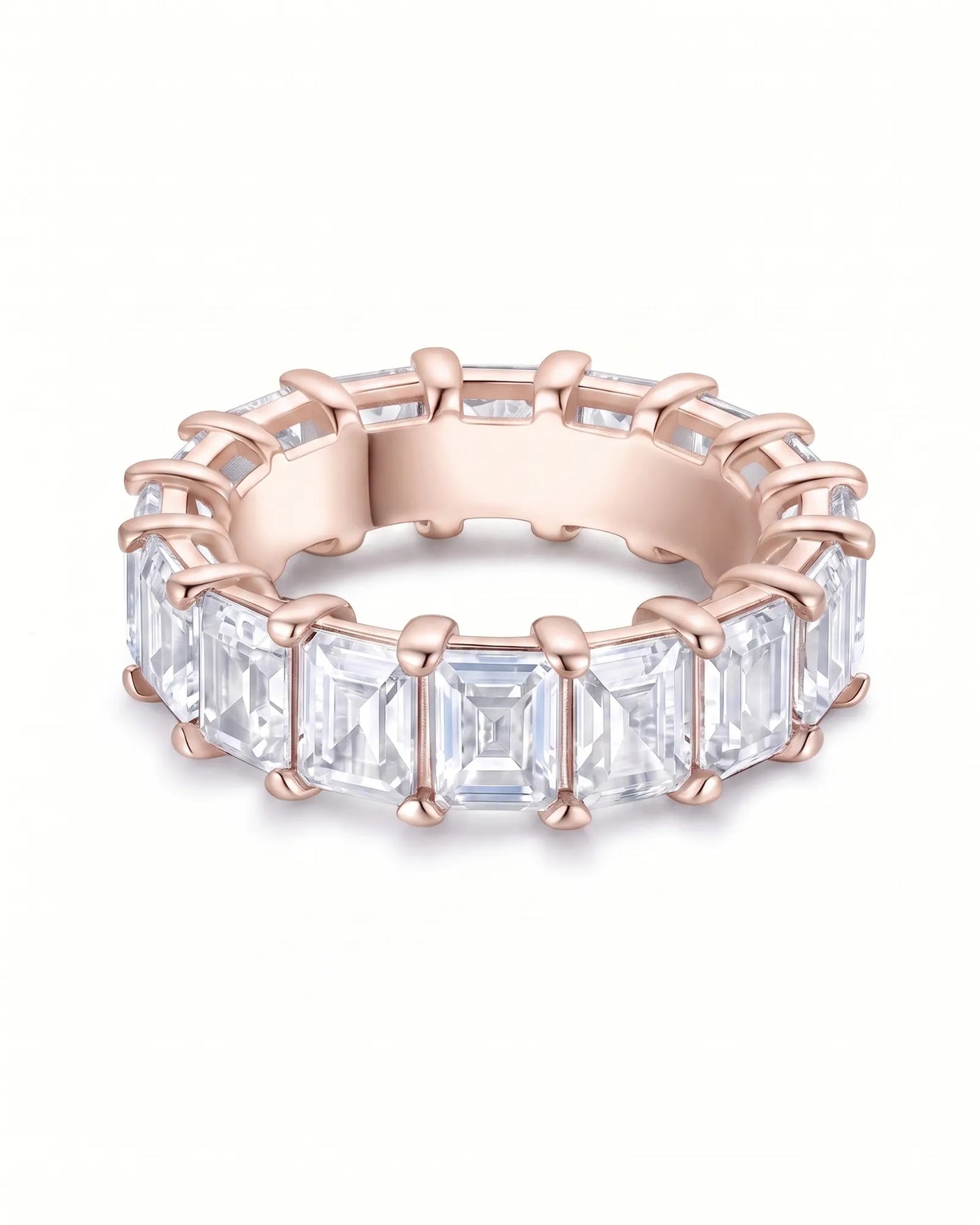 Emerald Cut Eternity Band in White Gold