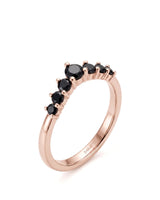 Black Diamond Curved Band in 18K Yellow Gold