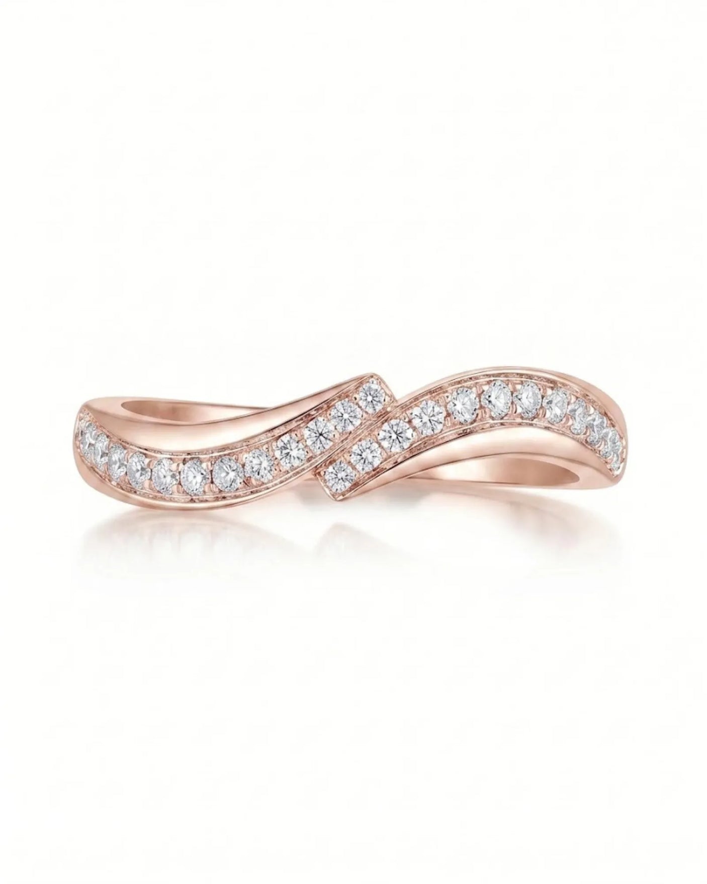 Wavy Diamond Half Eternity Wedding Band — 18K Rose Gold — View 2