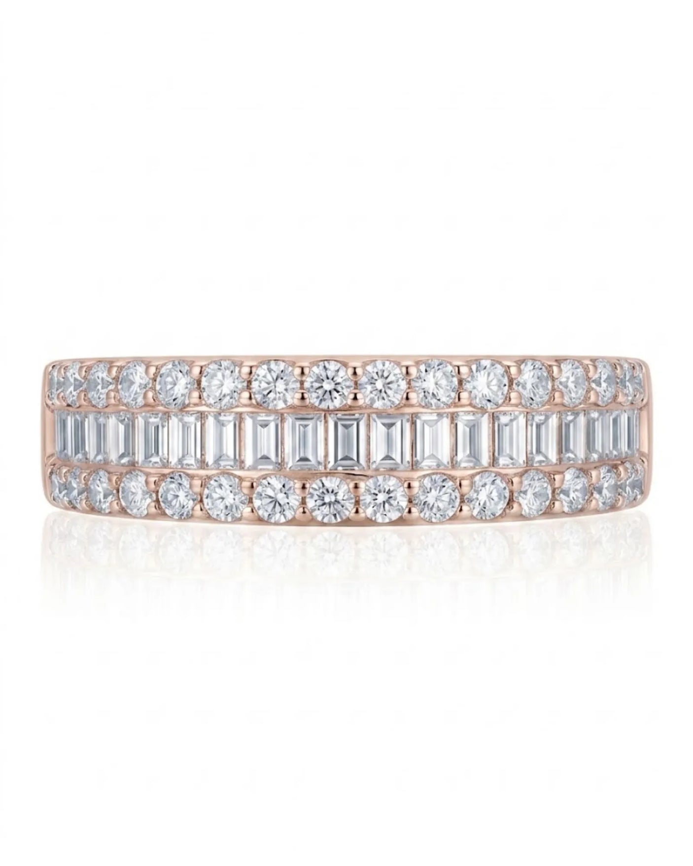 Rose Gold Eternity Band with Baguette and Round Diamonds