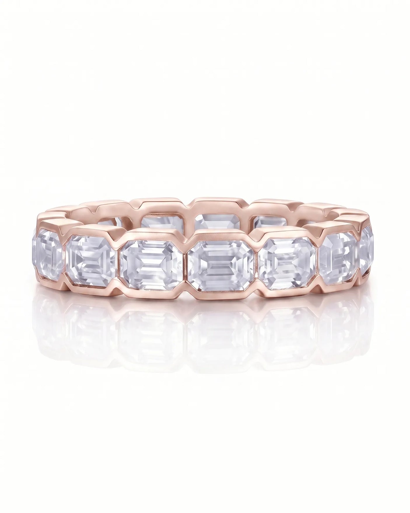 Emerald Cut Diamond Eternity Band in White Gold