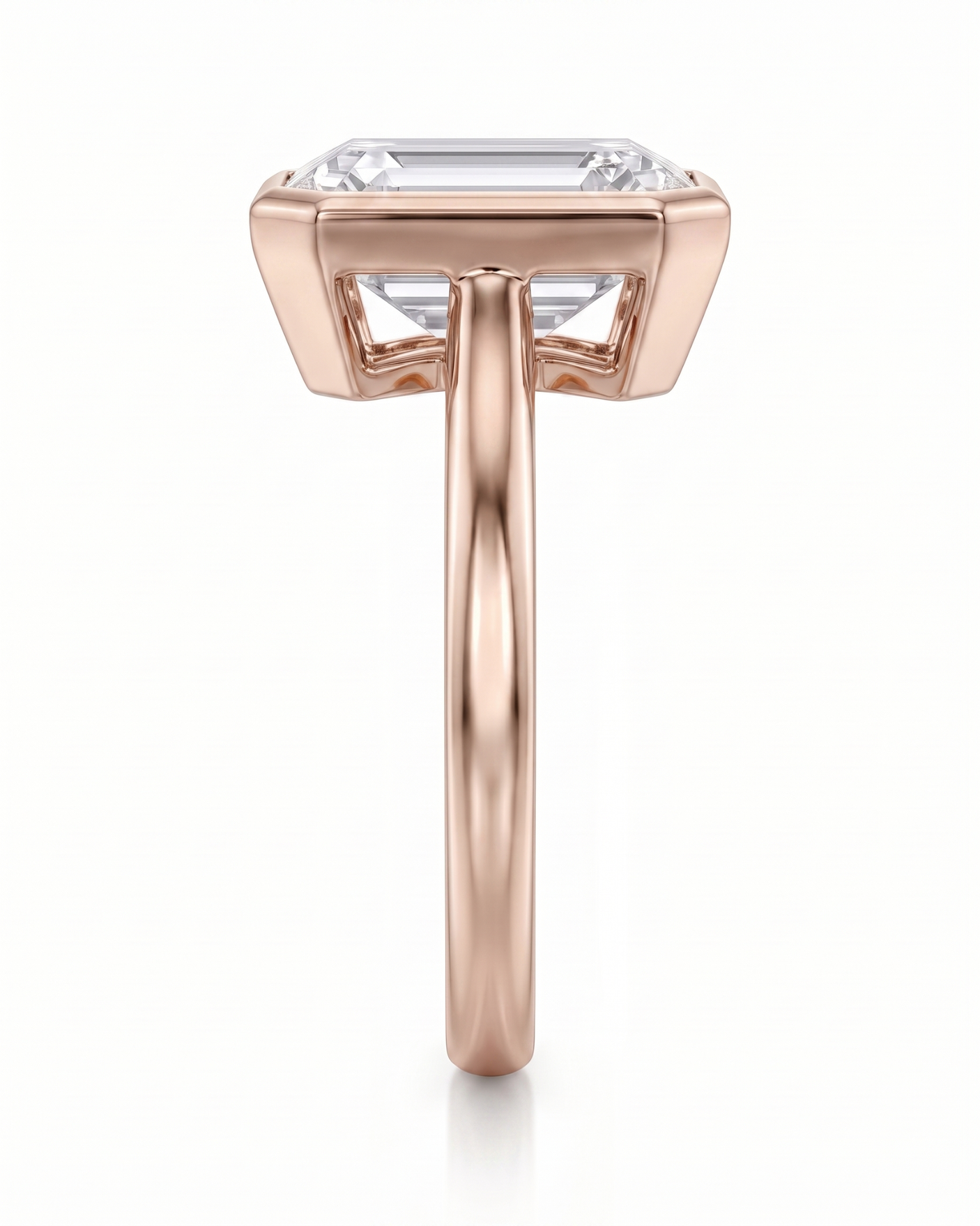 Natalia – Natural Emerald-Cut Diamond Bezel Ring