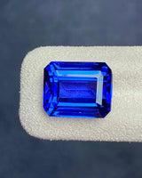 14.2 × 11.2 × 8.8 mm Natural Tanzanite emerald cut face-up view | SARATTI