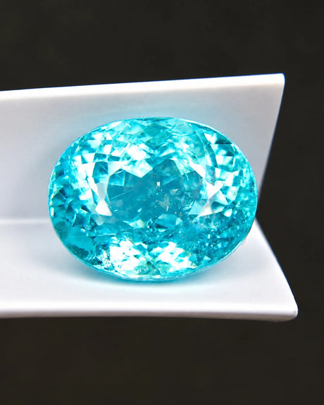 14.71 carats Natural Neon Blue Paraiba Tourmaline oval loose gemstone front view | SARATTI