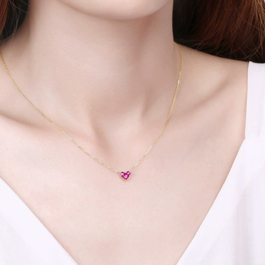 Heartfelt Whisper Ruby Heart Pendant in 14K Gold