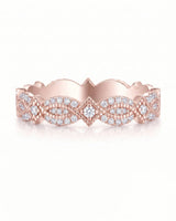 Art Nouveu Wedding Band with Diamonds in White Gold