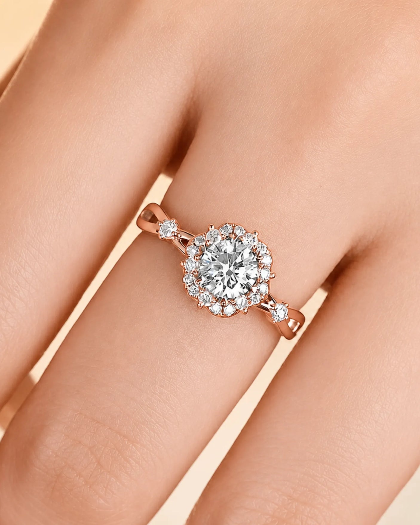 Emory – Eternal Presence Natural Round Diamond Halo Ring