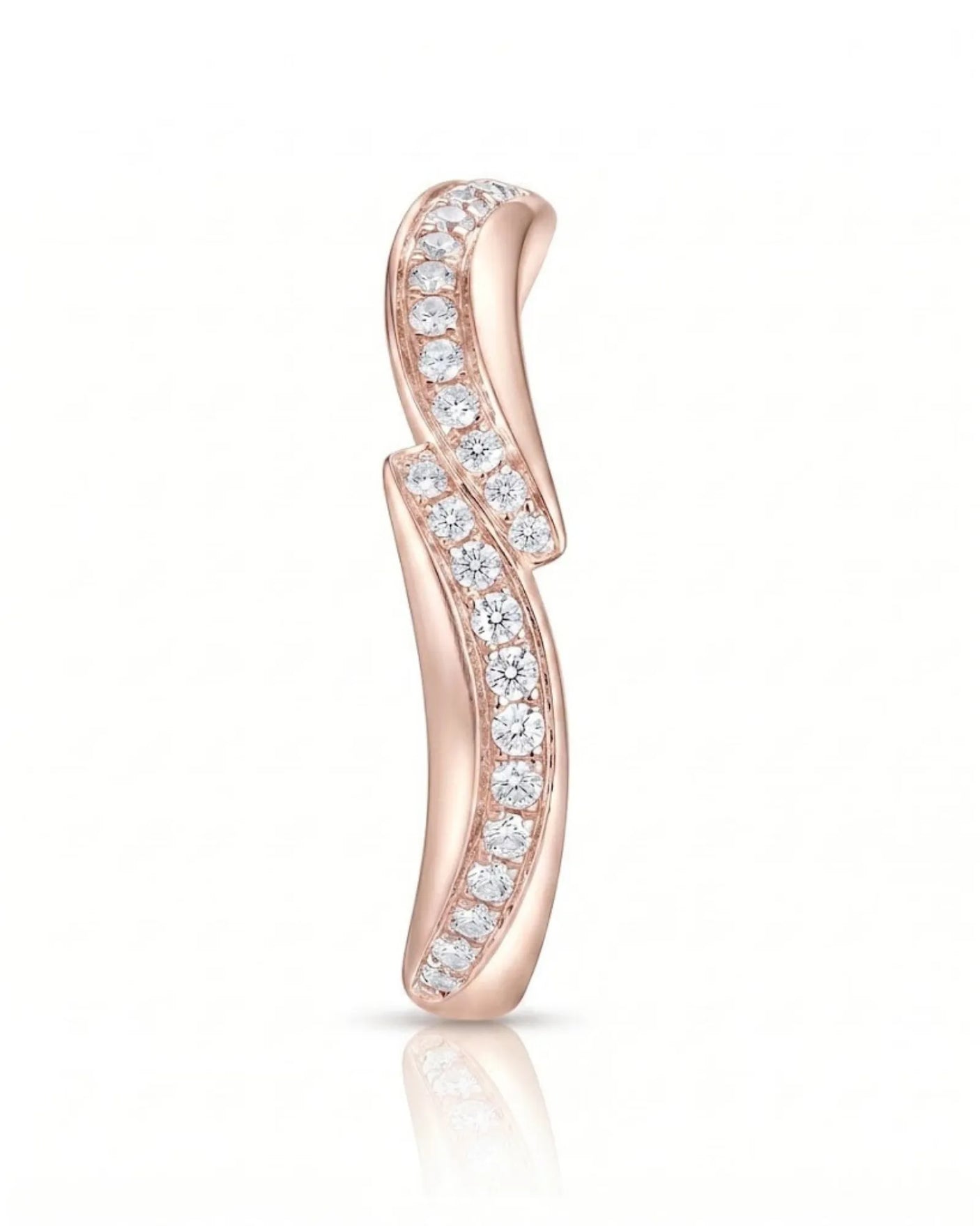 Wavy Diamond Half Eternity Wedding Band — 18K Rose Gold — View 3