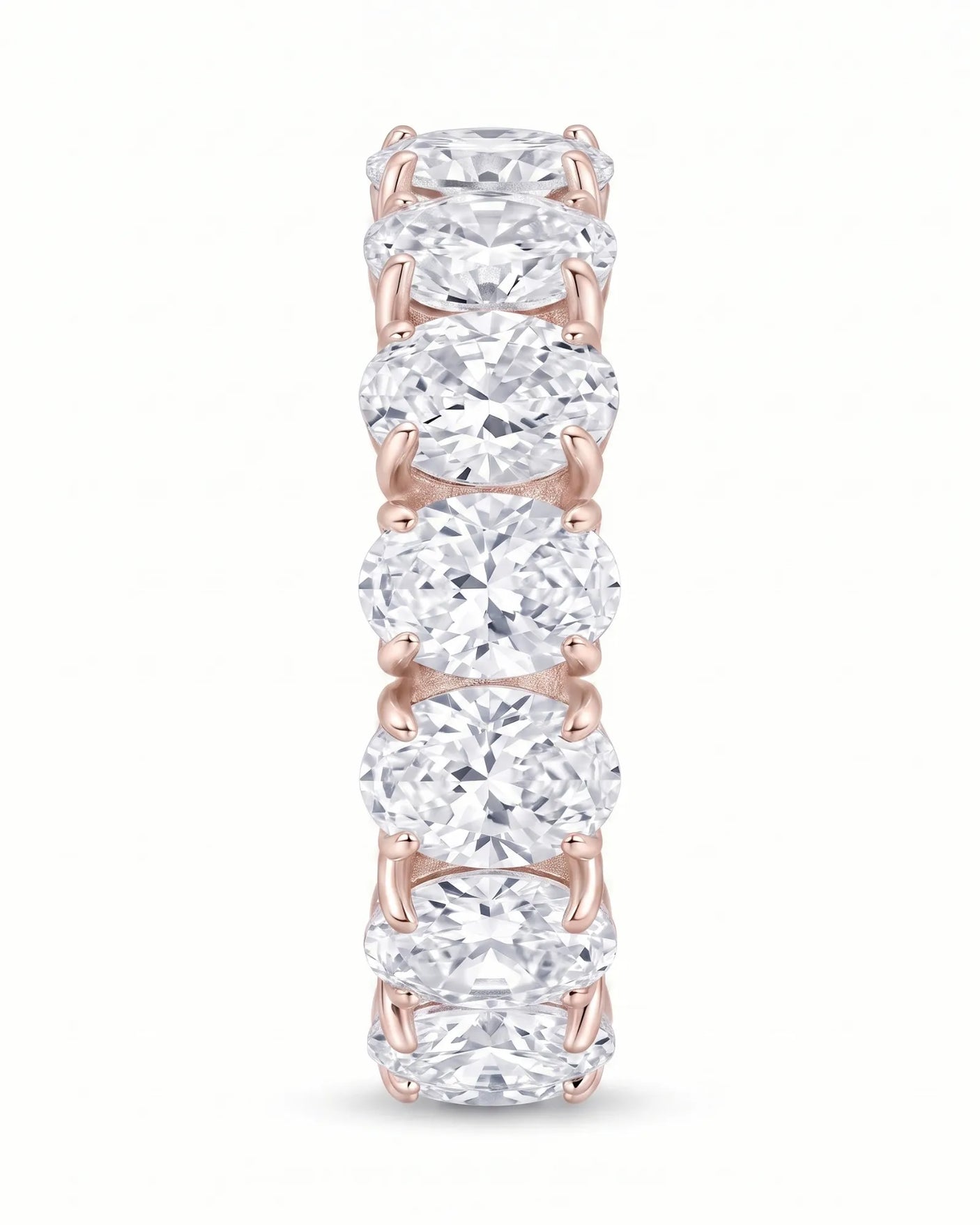 Thick Oval Diamond Wedding Bands 14 carats