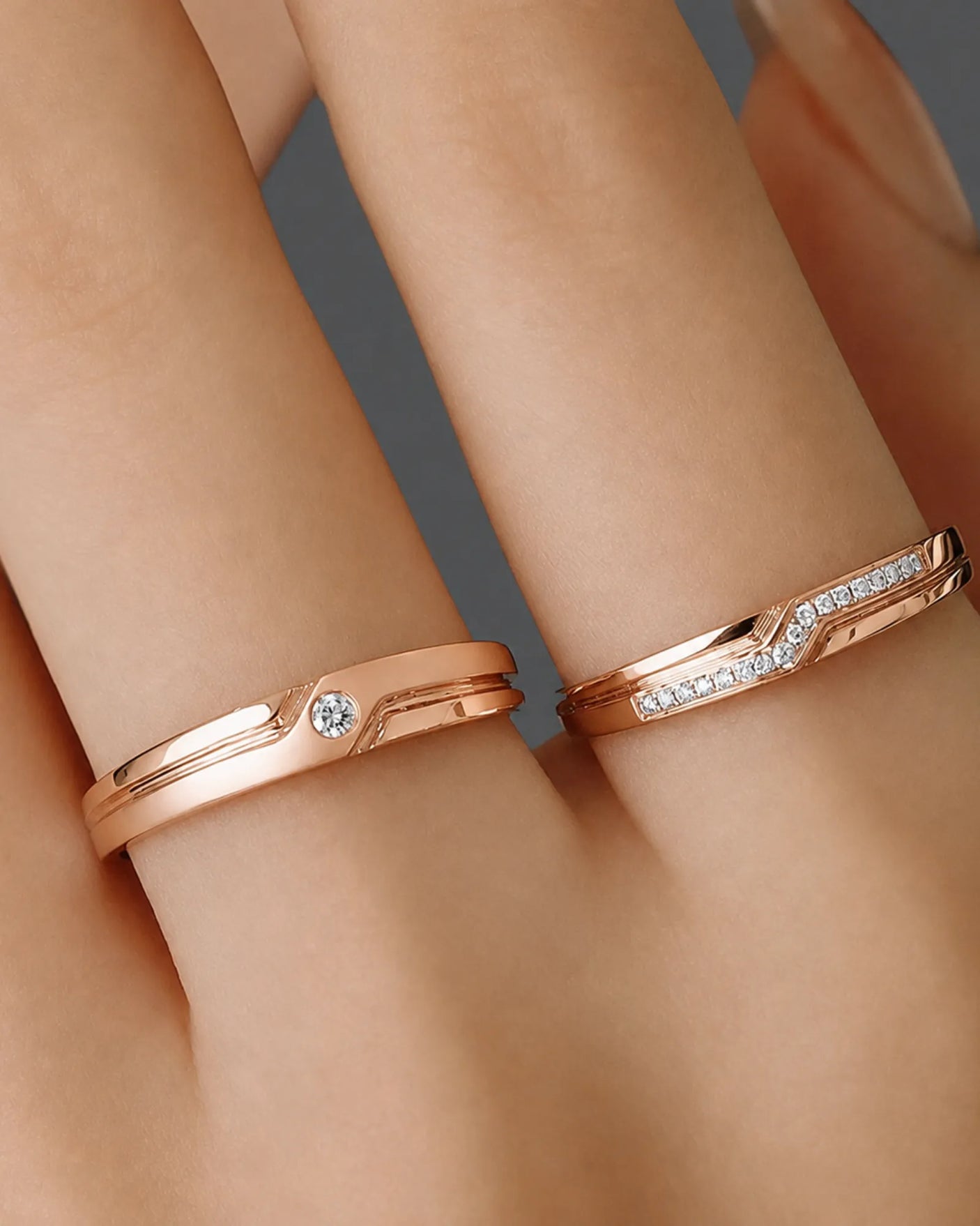 Channel Set Diamond Band Wedding Set