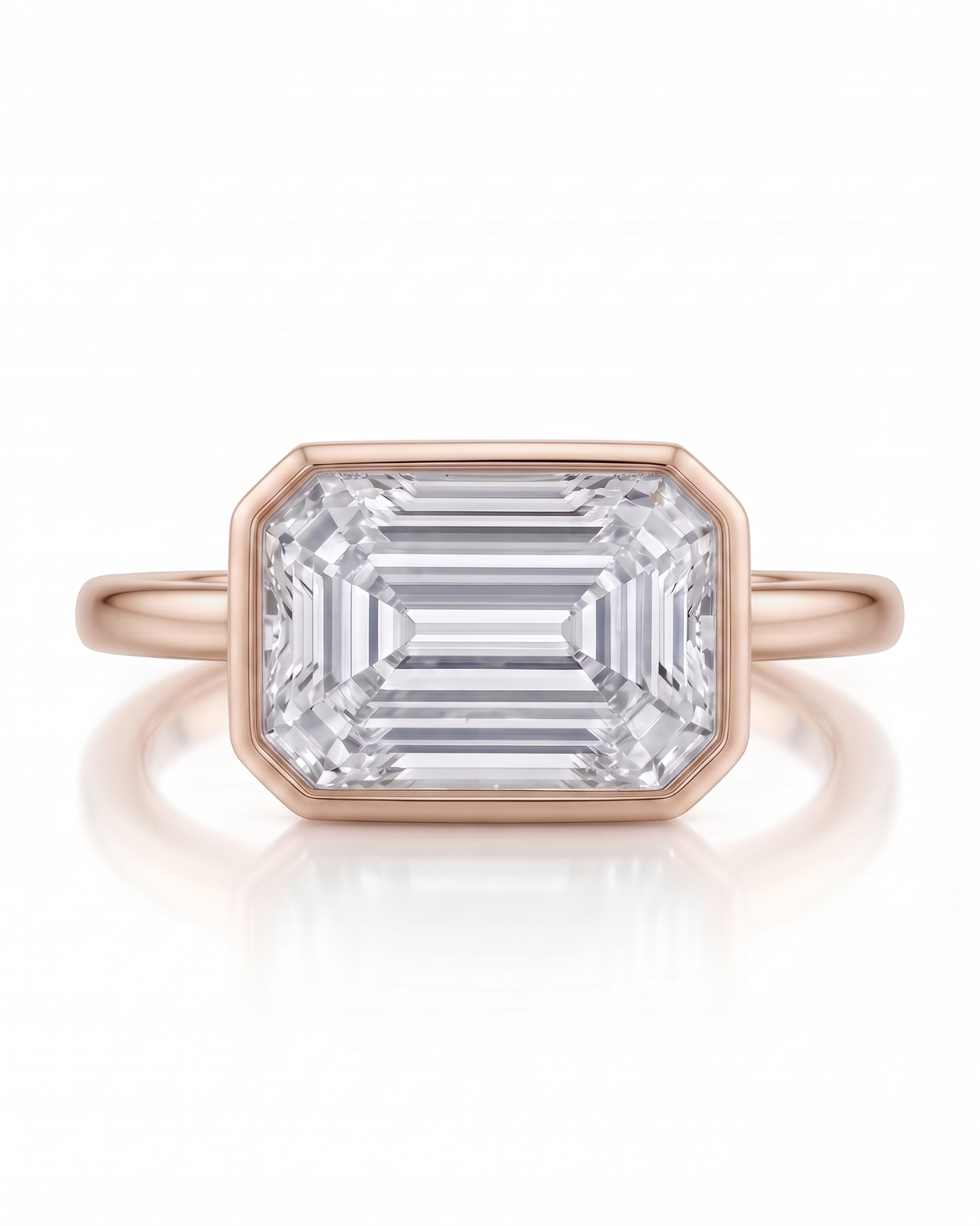 Natalia – Natural Emerald-Cut Diamond Bezel Ring