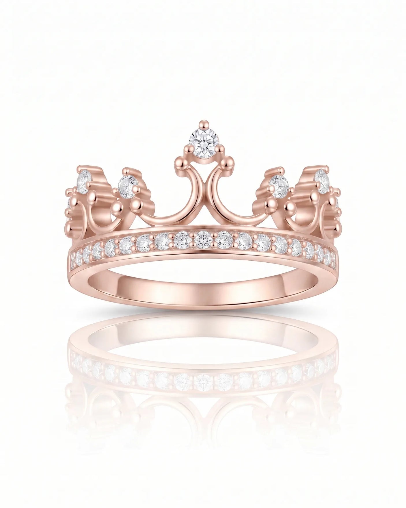 Tiara Wedding Band with Diamonds in White Gold