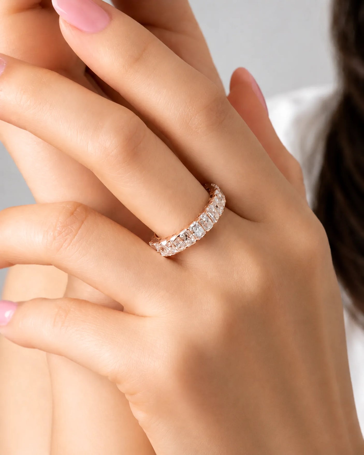 Radiant Cut Diamond Eternity Platinum Band