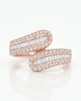 Baguette and Round Diamond Band in White Gold