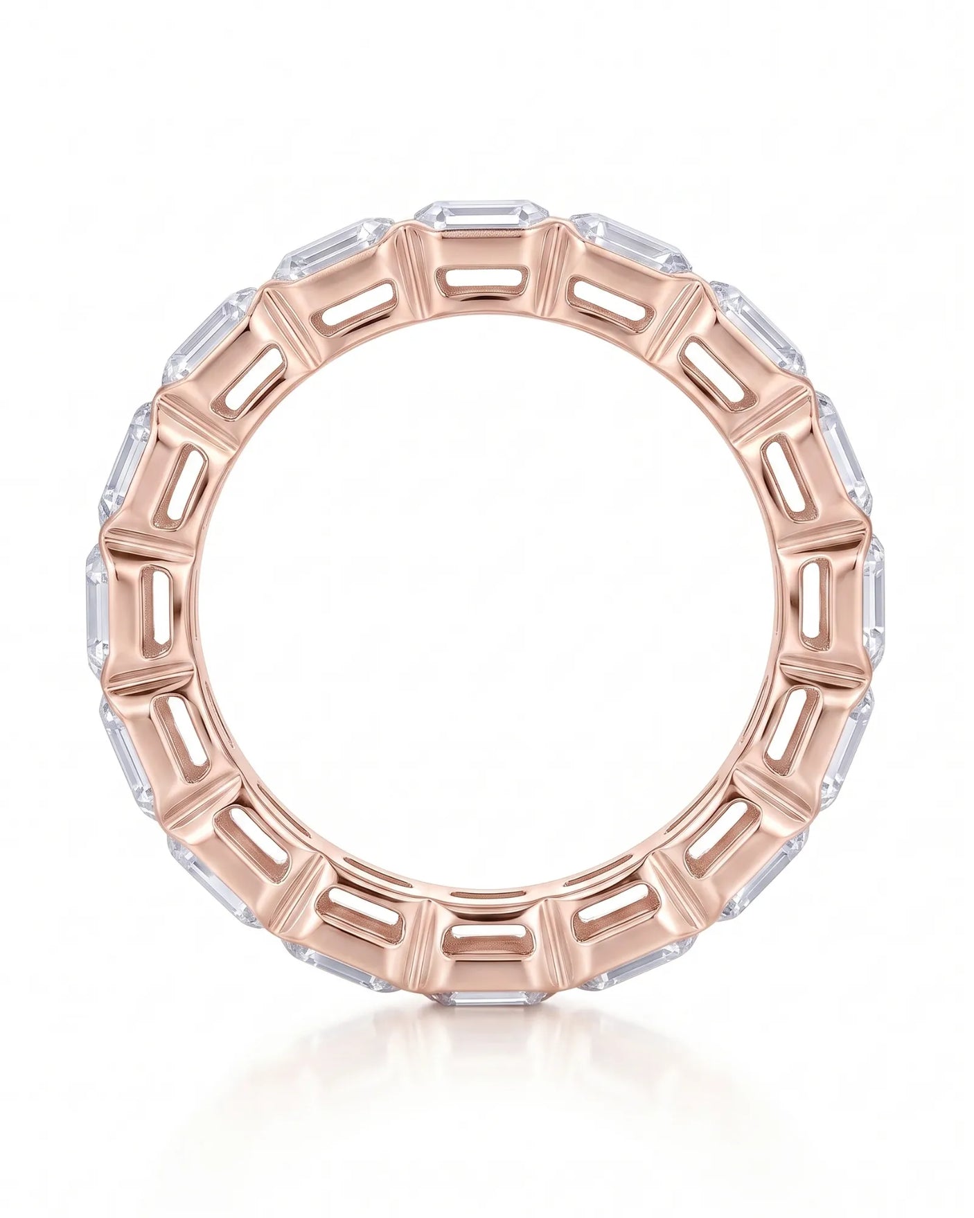 Emerald Cut Diamond Eternity Band in White Gold