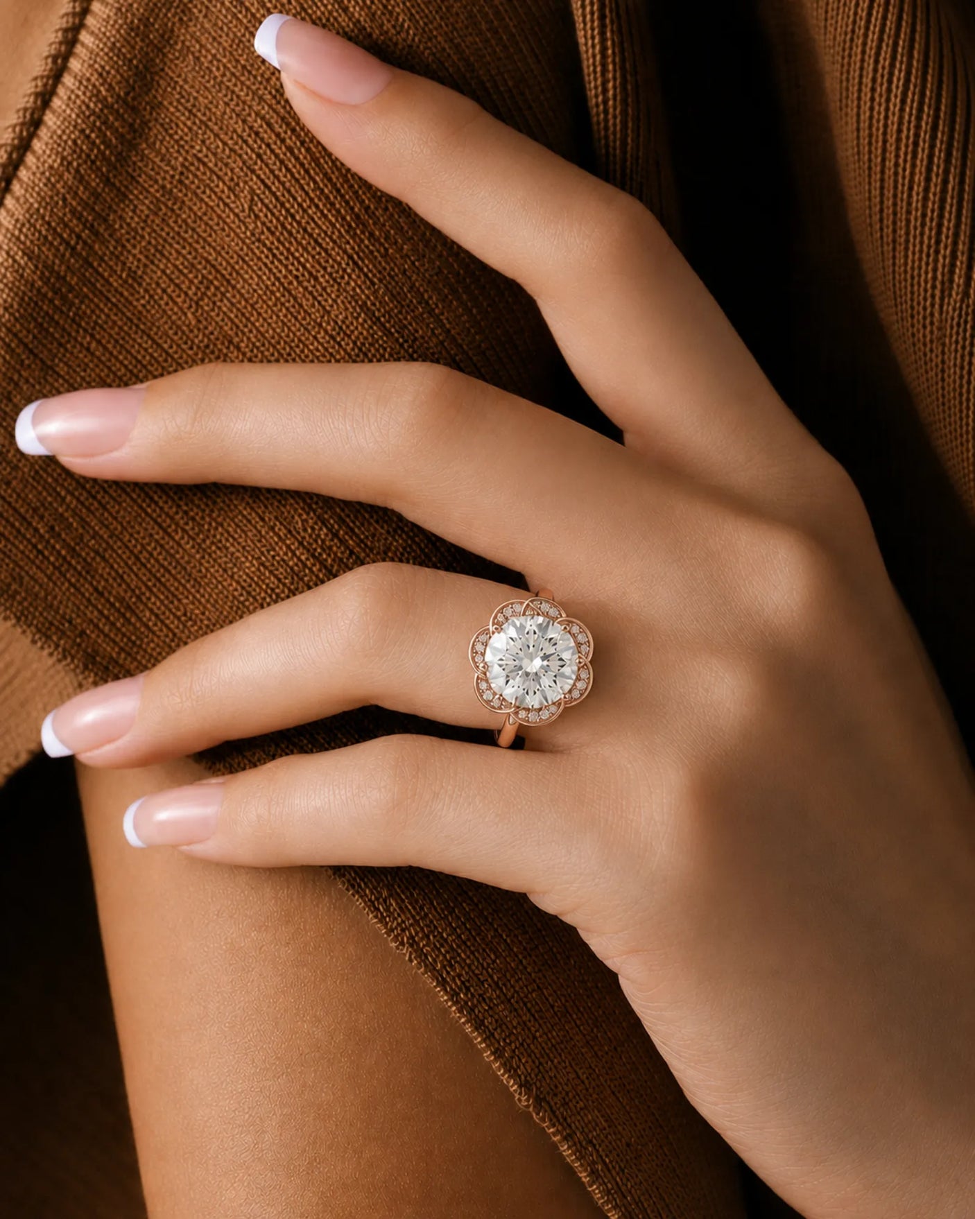 AYALA • 4 carat Moissanite Ring in White Gold with Halo