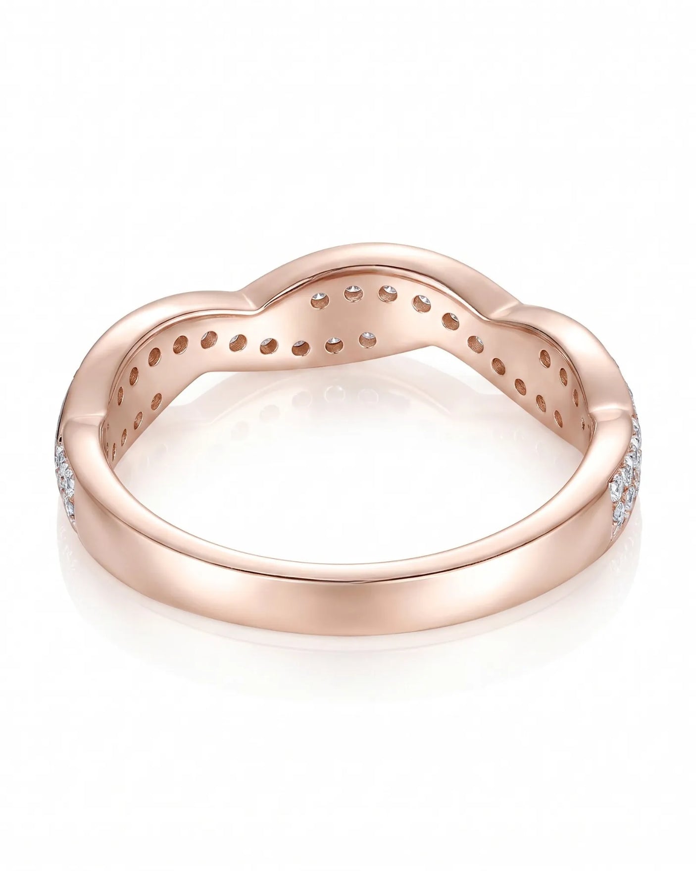 Twisted Shank Vintage Diamond Eternity Band in 18K White Gold — 18K Rose Gold — View 5