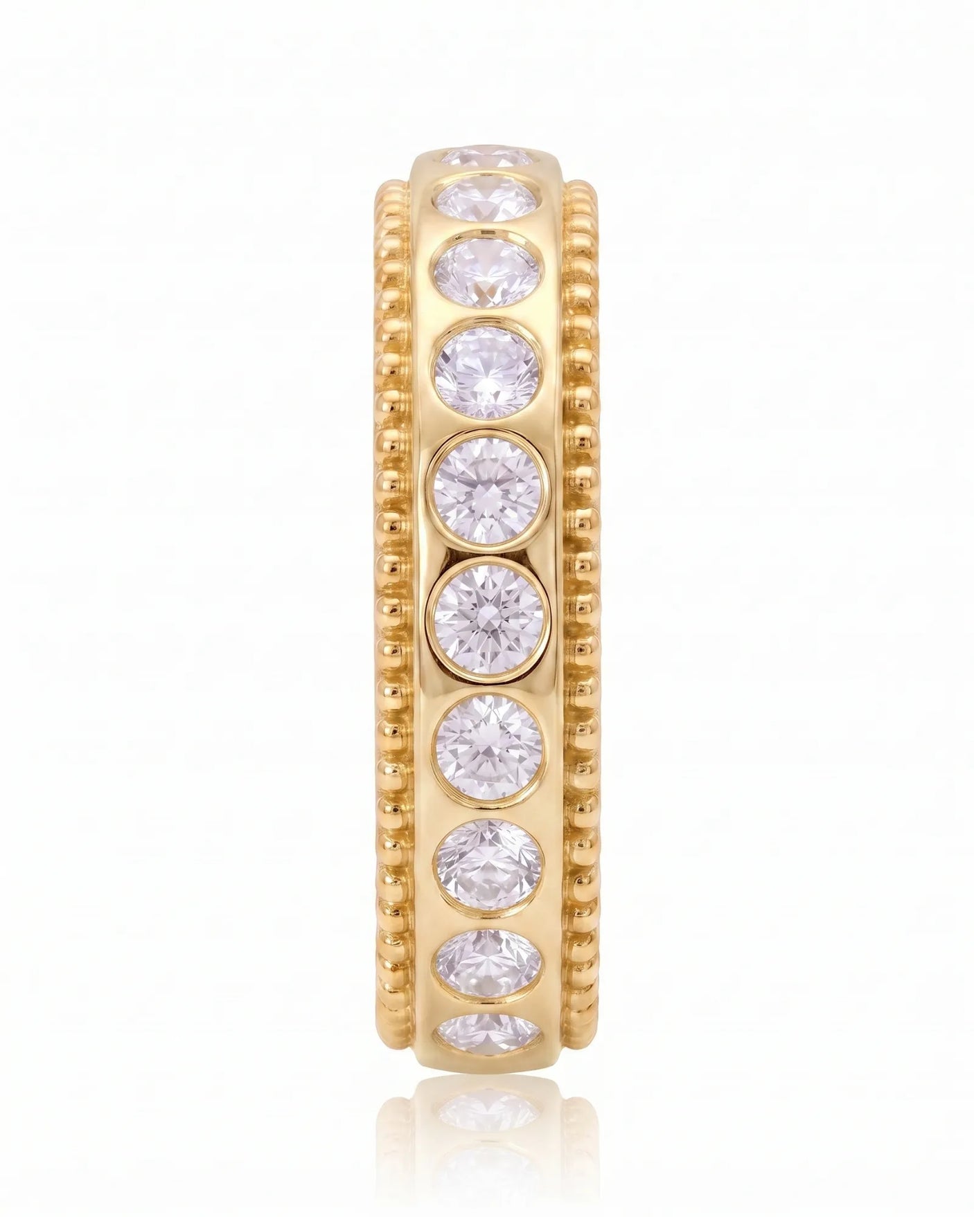 Two Tone Wedding Band Women's with Diamonds