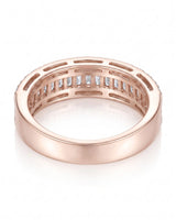 Baguette-cut and round brilliant diamond wedding band in polished 18K rose gold | SARATTI
