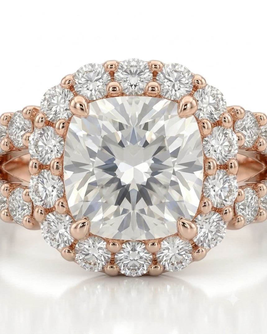 Erica • 2-carat Cushion Moissanite Ring in White Gold