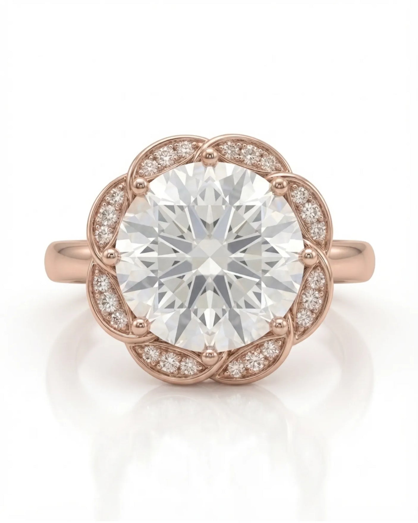 AYALA • 4 carat Moissanite Ring in White Gold with Halo