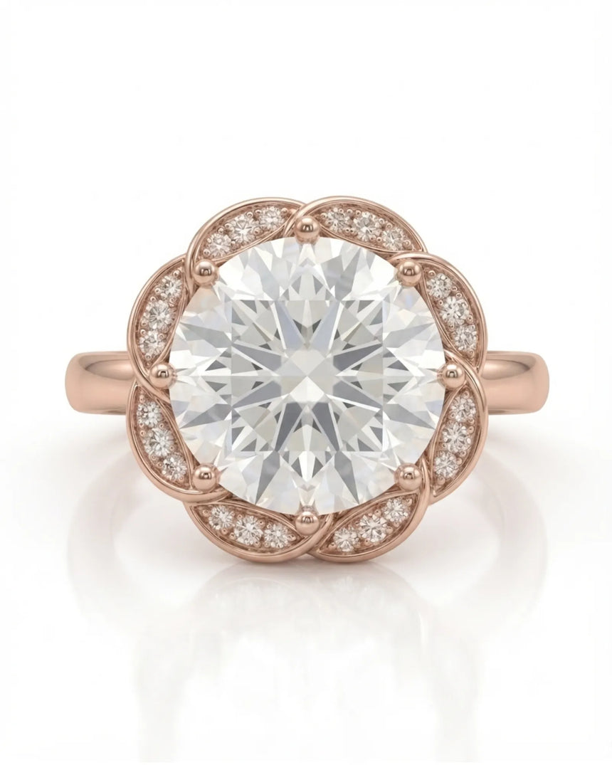 AYALA • 4 carat Moissanite Ring in White Gold with Halo
