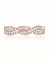 Twisted Shank Vintage Diamond Eternity Band in 18K White Gold — 18K Rose Gold — View 3