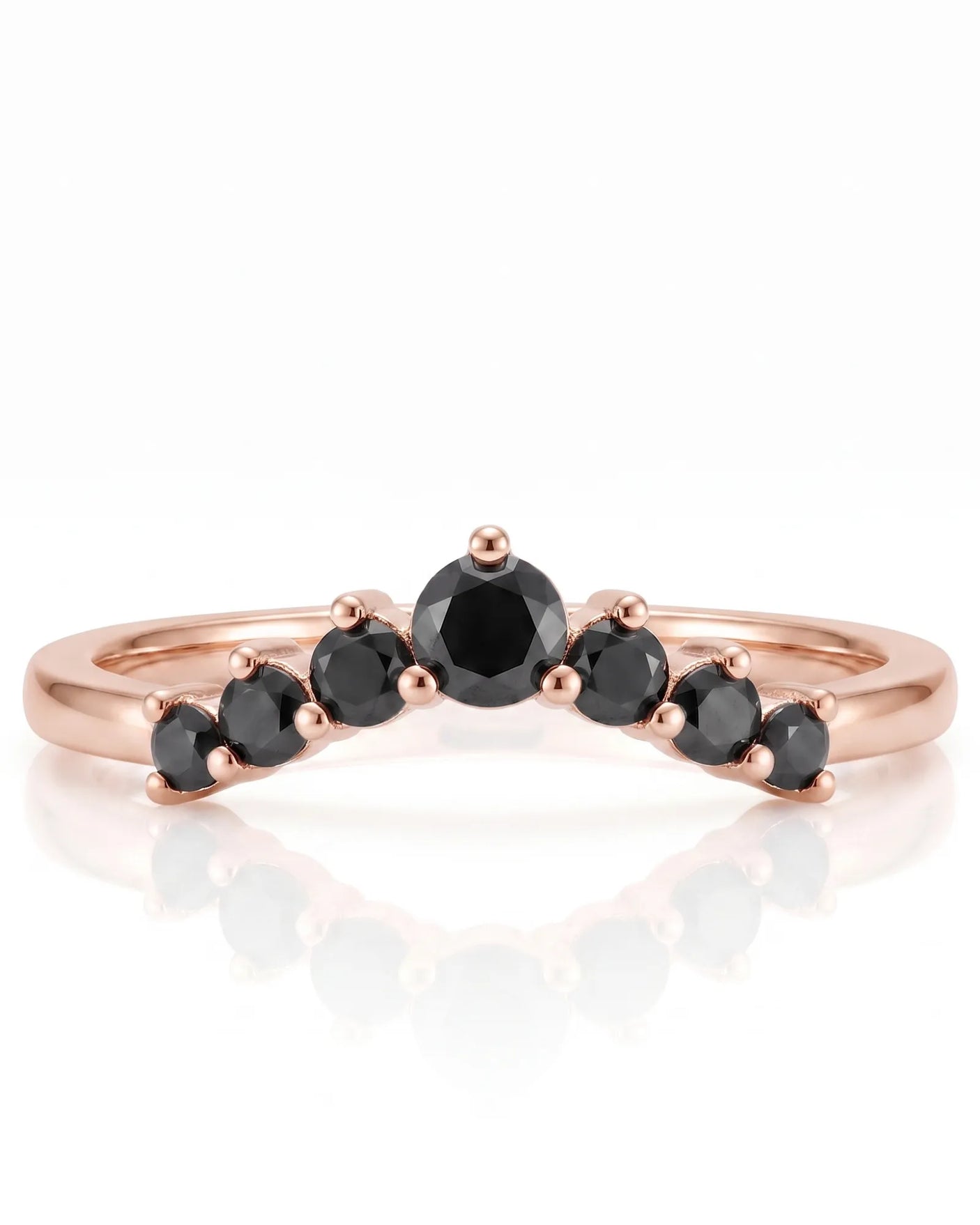 Black Diamond Curved Band in 18K Yellow Gold