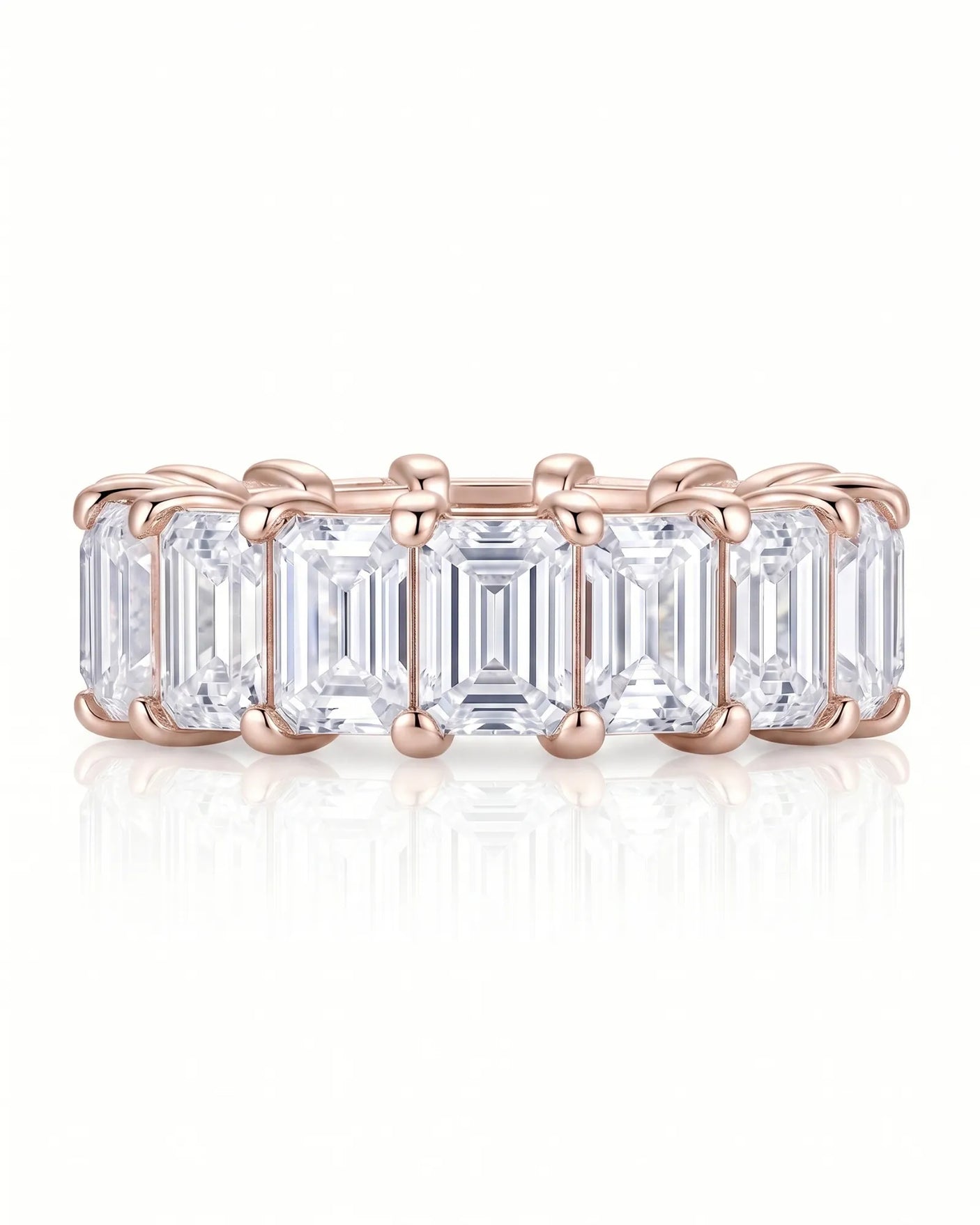 Emerald Cut Eternity Band in White Gold