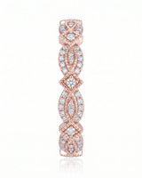 Art Nouveu Wedding Band with Diamonds in White Gold