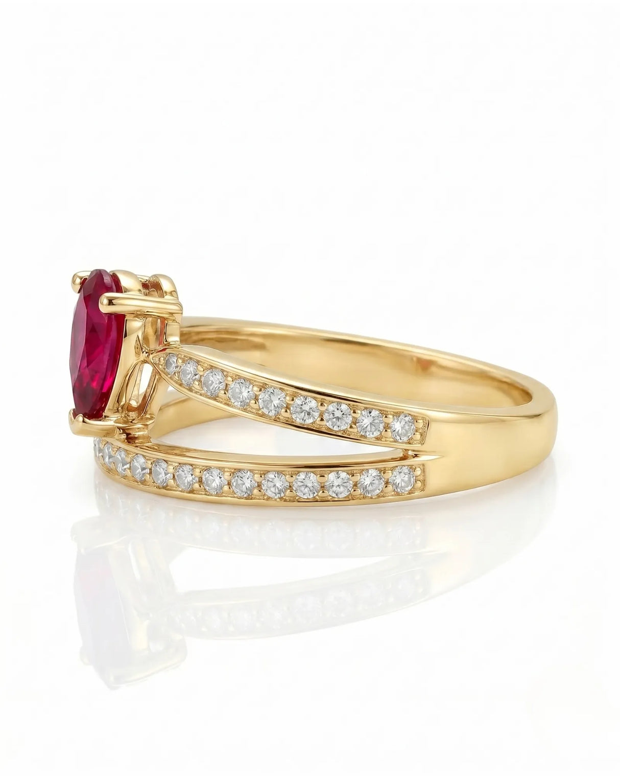 Pear Shaped Ruby Ring in 18K White Gold