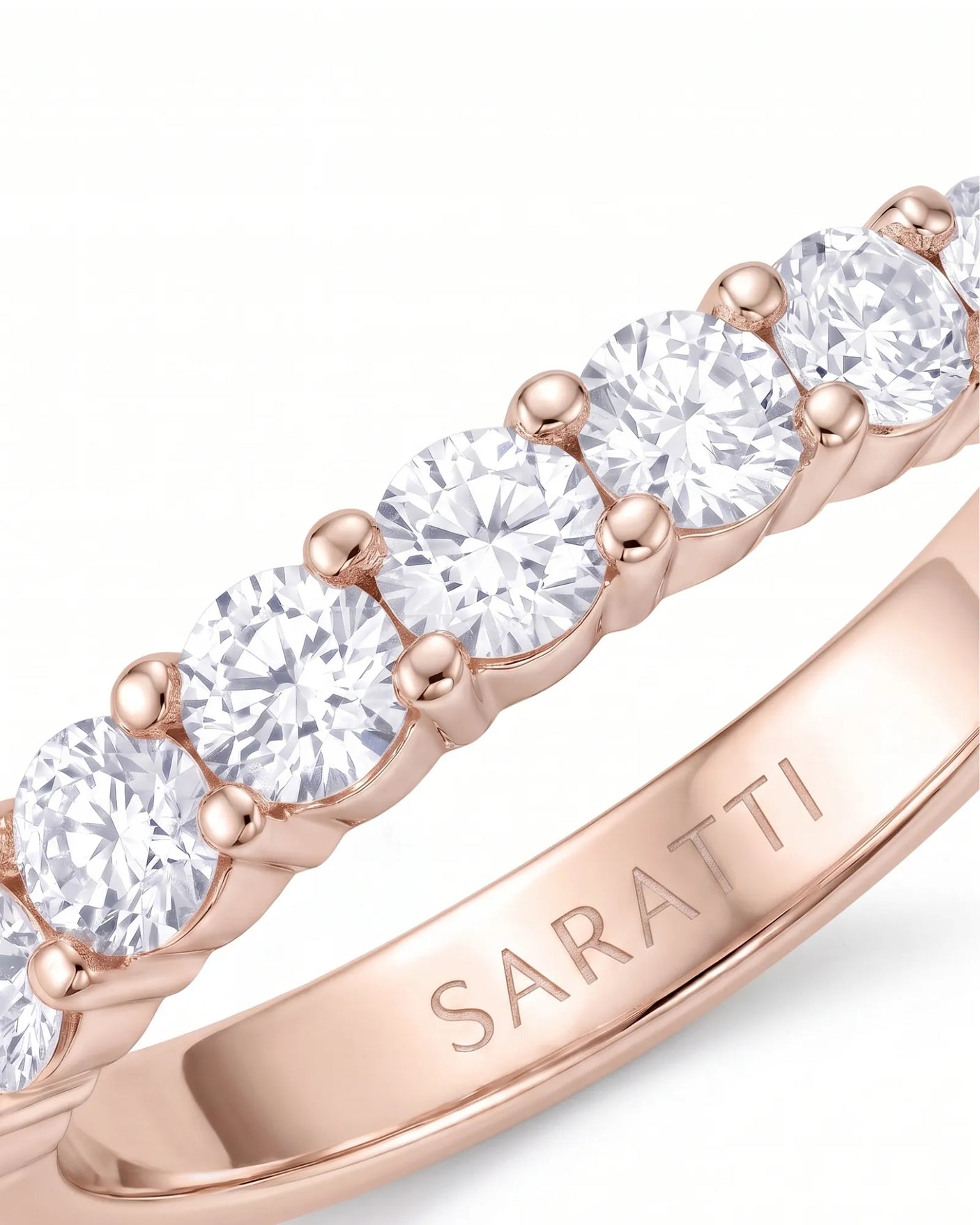 Round Diamond Half Eternity Band in White Gold