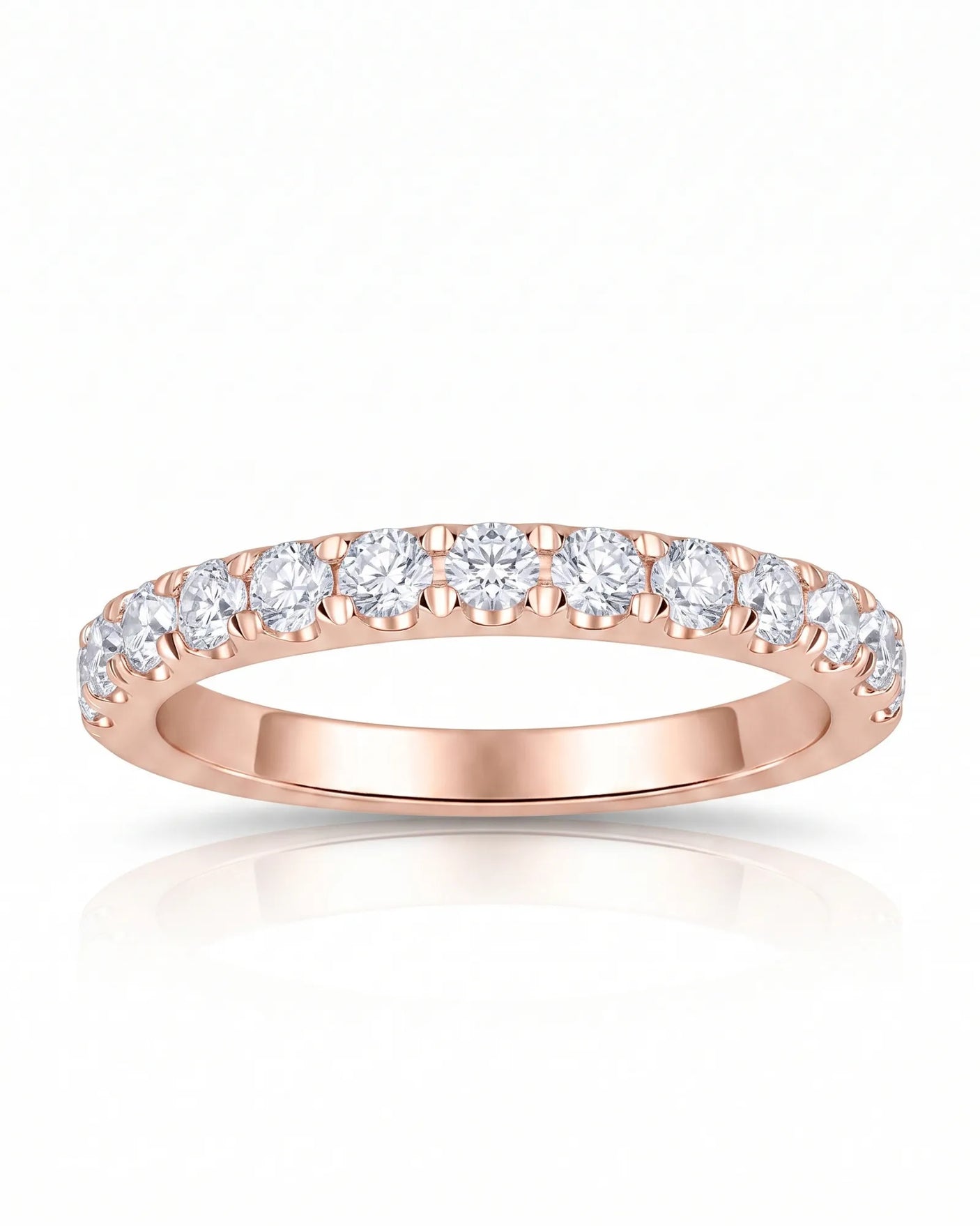 Luxury infinity diamond wedding ring in 18K rose gold with elegant curves and refined brilliance | SARATTI