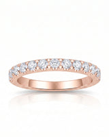 Luxury infinity diamond wedding ring in 18K rose gold with elegant curves and refined brilliance | SARATTI